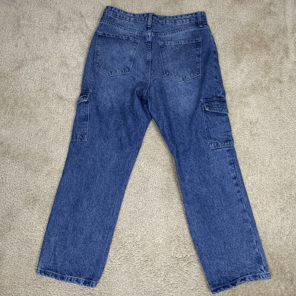 KanCan High-Rise Everyday Cargo Blue Jeans Women's Size 11‎ Wide Leg Edgy - Picture 5 of 11
